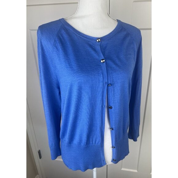 SoCa St John Women's Cobalt Blue Wool/Silk/Cashmere Blend Cardigan Sweater Sz XL - Picture 4 of 13